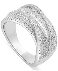 Diamond Multirow Crossover Statement Ring (3/4 ct. t.w.) Sterling Silver
