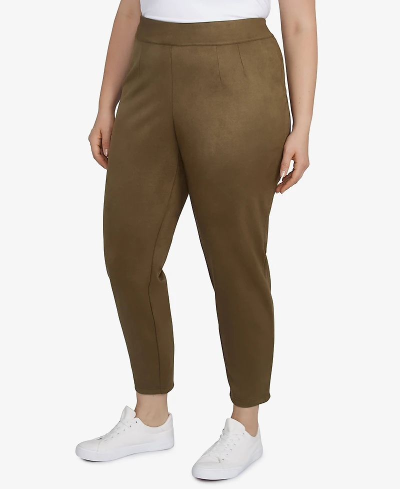 Hearts of Palm Plus Spice It Up Solid Faux Suede Pants