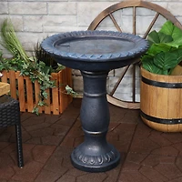 Sunnydaze Decor Outdoor Glass Fiber Reinforced Concrete Patio Garden Facade du Soleil Bird Bath - 26"