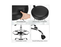 Skonyon Swivel Drafting Chair with Retractable Mid Back and Adjustable Foot Ring