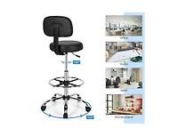 Skonyon Swivel Drafting Chair with Retractable Mid Back and Adjustable Foot Ring