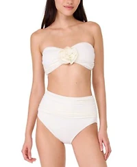 Kate Spade Womens Rosette Detail Convertible Bandeau Bikini Top High Waist Bikini Bottoms