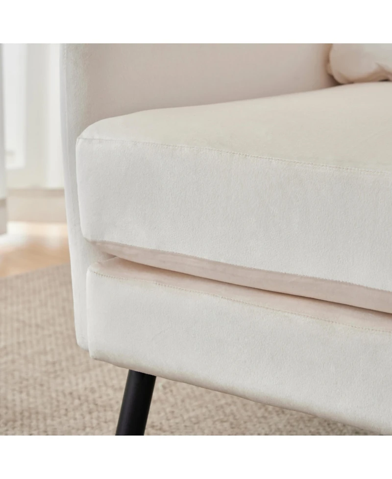 Streamdale Beige Velvet Wingback Accent Chair