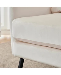 Streamdale Beige Velvet Wingback Accent Chair