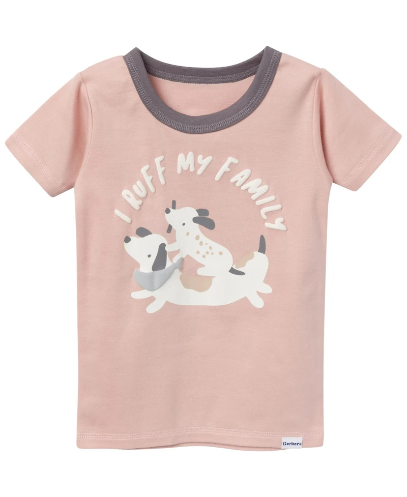 Gerber Baby Girls Top and Shorts Pajama Sets, 4-Piece, Ballet Slippers