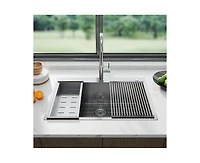 gaomon Kitchen Sink, 33 Inch Brushed Nickel Topmount Kitchen Bar Sink, Stainless Steel 16 Guage Single Bowl Kitchen Sinks, Family and Bar Sink with Fu