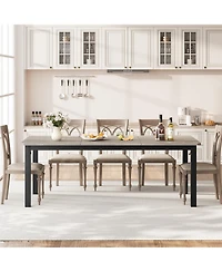 Industrial Dining Table for 68 People, 78.7" Long Kitchen Table, Wood Dining Table, Kitchen & Dining Room Table