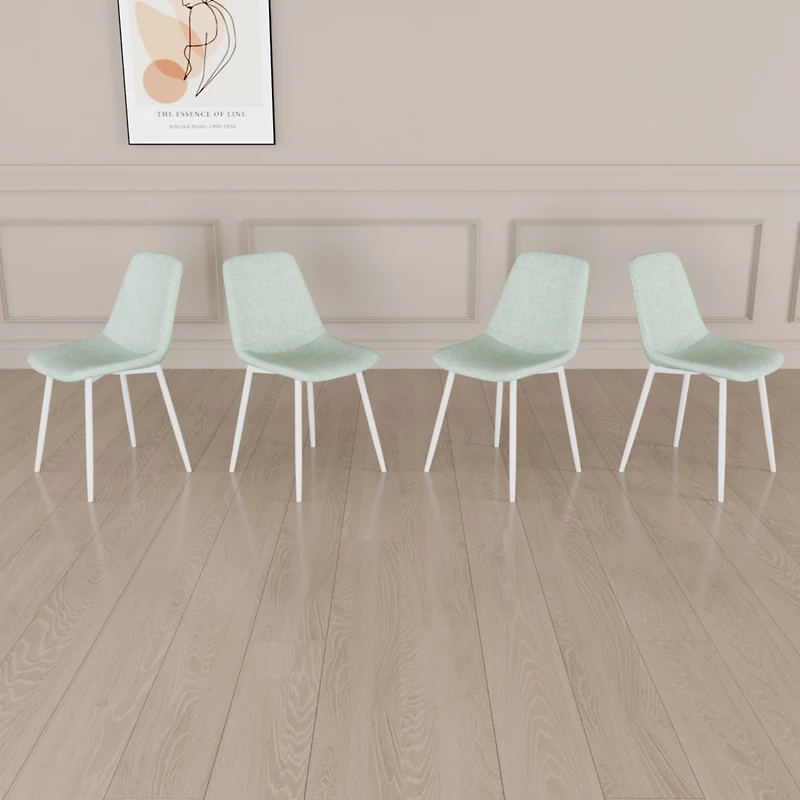 Streamdale Modern Linen Dining Chairs (Set of 4, Light Green)