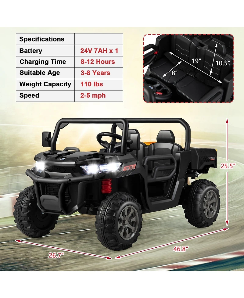 24V 2-Seater Ride-On Dump Truck – Remote