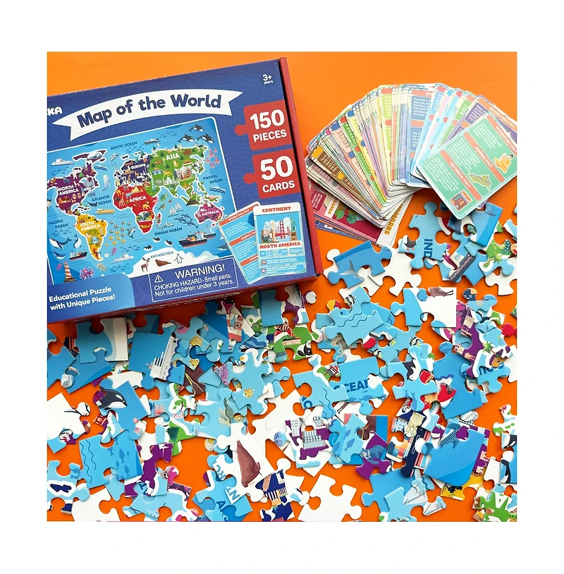 Quokka 150 Pcs Jigsaw Puzzles for Kids Ages 8-10 - 400+ Facts on 50 Flashcards