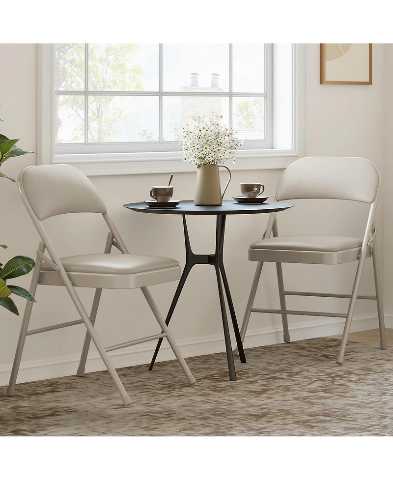 gaomon 2 Pack Grey Folding Chairs with Padded Cushion and Back, Folding Chairs for Outside