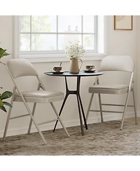 gaomon 2 Pack Grey Folding Chairs with Padded Cushion and Back, Folding Chairs for Outside