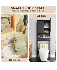 Lovmor Shaker 23.6 in. W x 65 H 8.25 D Over The Toilet Storage with Doors & Open Shelves