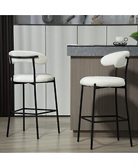 Streamdale Furniture 26" Counter height bar stools Teddy fabric cover kitchen island counter bar stool with black powder coating base and footrest(Sno