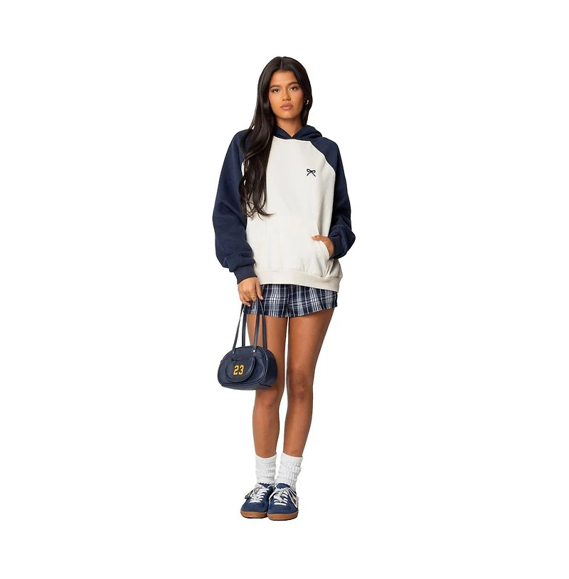 Edikted Womens Raglan Bow Oversized Hoodie