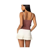 Edikted Womens Checkered Mesh Built Bra Top