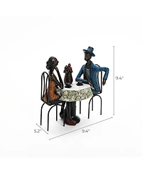 LuxenHome Modern Brown Polyresin Couple Date Night Tabletop Home Decor
