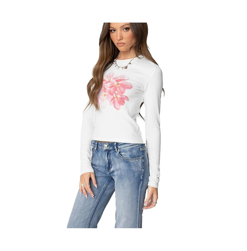 Edikted Womens Blossom Long Sleeve T Shirt