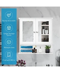 Sugift Bathroom Wall Mount Mirror Cabinet Organizer-White