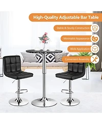 Sugift 360° Swivel Cocktail Pub Table with Sliver Leg and Base-Black