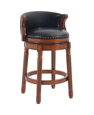 Streamdale Furniture Seat height 26" Cow top Leather Wooden Bar Stools, 360 Degree Swivel Bar Height Chair with Backs for Home Kitchen Counter(bl