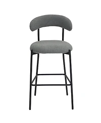 Streamdale Furniture 26" Counter height bar stools Teddy fabric cover kitchen island counter bar stool with black powder coating base and footrest(Gre