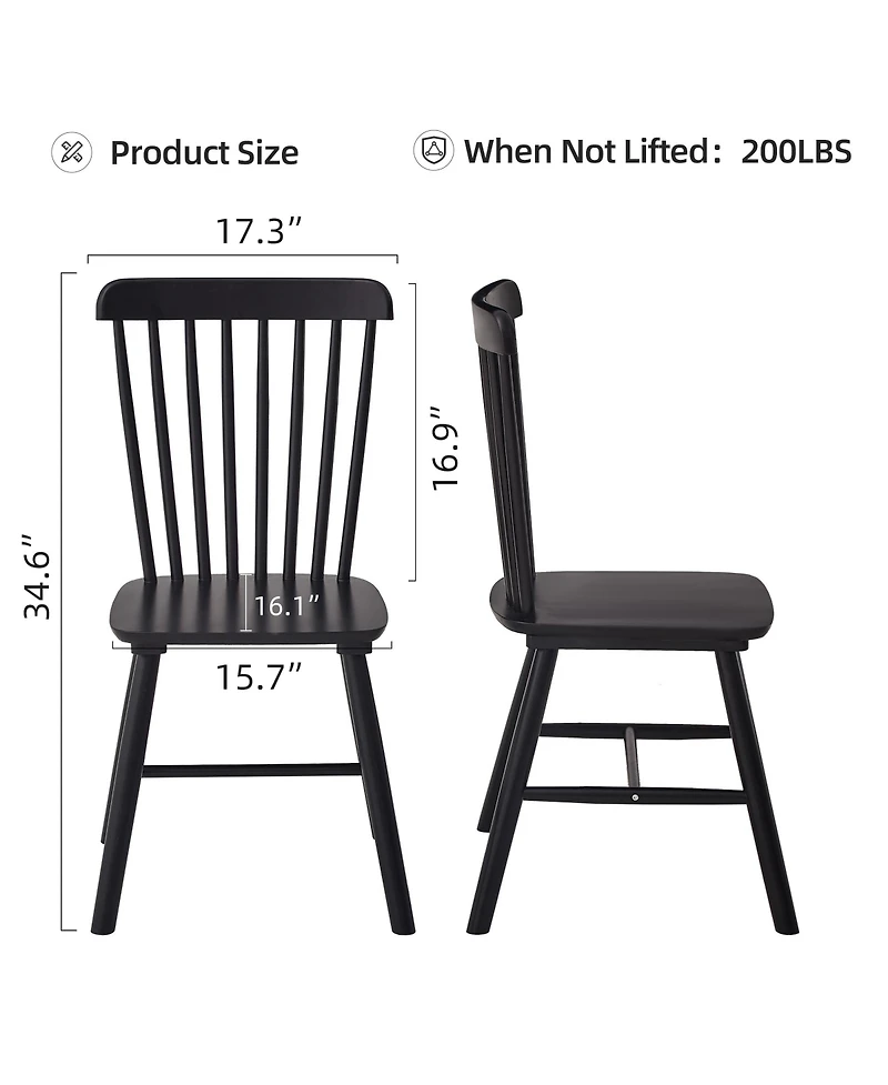 Streamdale 4-Piece Black Dining Chairs, Rubber Wood
