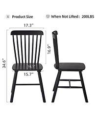 Streamdale 4-Piece Black Dining Chairs, Rubber Wood