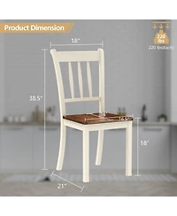 Sugift 2 Pieces Solid Whitesburg Spindle Back Wood Dining Chairs-White
