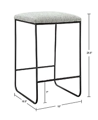 Martha Stewart Hastings 25.5"H Modern Metal Counter Stool with Footrest and Cushioned Seat