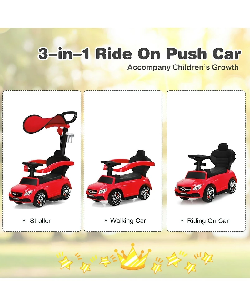 Sugift 3-in-1 Mercedes Benz Ride-on Toddler Sliding Car-Red