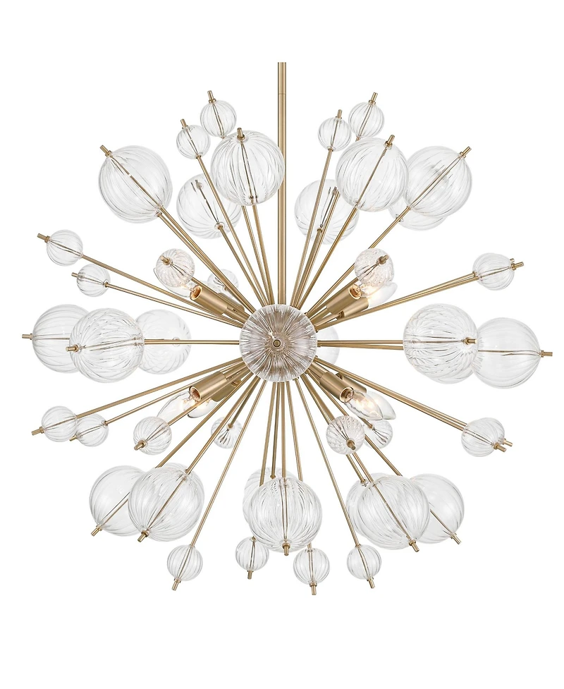 Possini Euro Design Dandelion 30" Modern Pendant Chandelier Ceiling Light Fixture Dining Room Over Table Sputnik 8-Light Satin Gold Finish