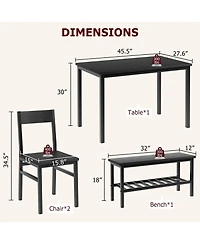gaomon Dining Table Set for 4, Modern Kitchen Table with 2 Chairs and Bench