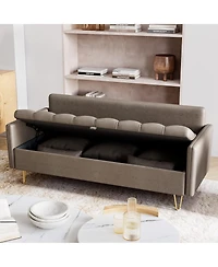 gaomon 3-Seater Faux Leather Sofa with Lift-Up Storage, Modern Design Couch with Hand Stitched Comfortable Cushion