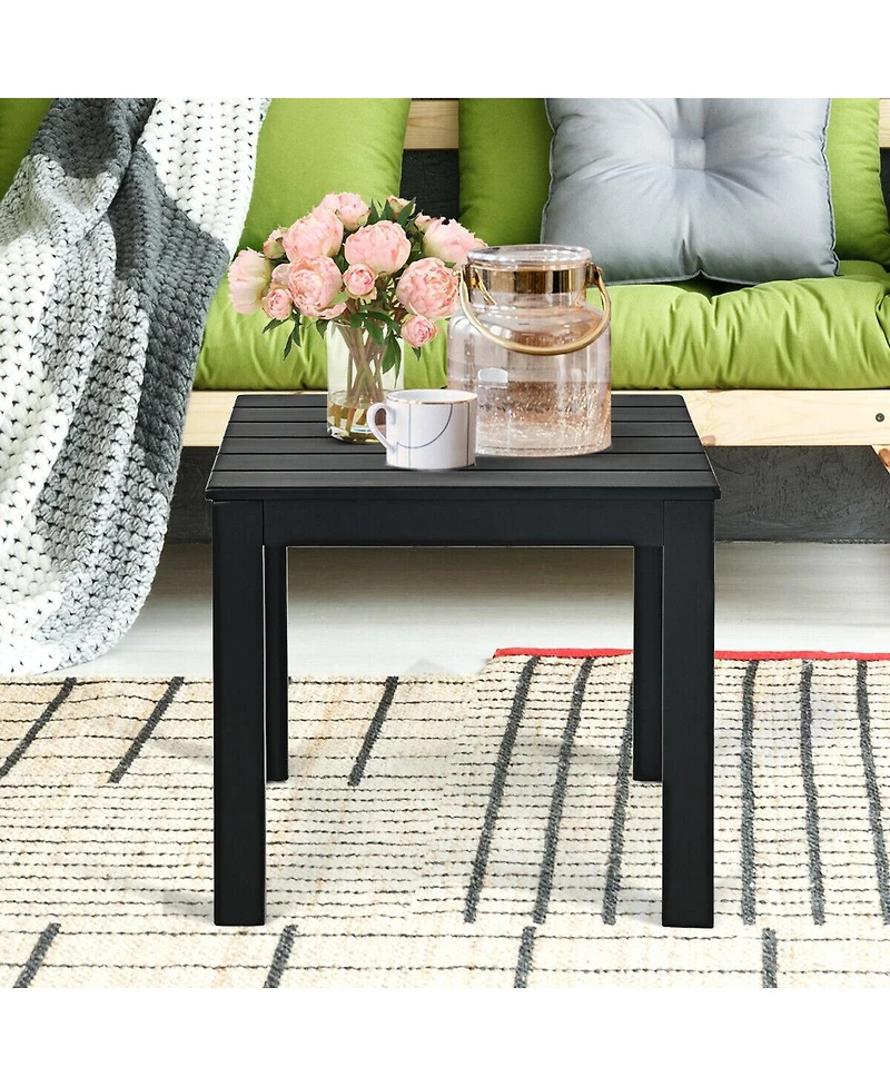 Sugift Wooden Square Patio Coffee Bistro Table-Black