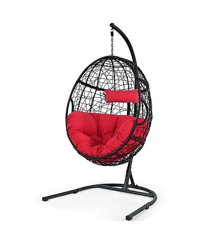 Sugift Hanging Cushioned Hammock Chair with Stand-Red