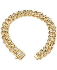 Blackjack Men's Miami Cuban Link Cubic Zirconia Bracelet Gold-Tone Ion-Plated Stainless Steel