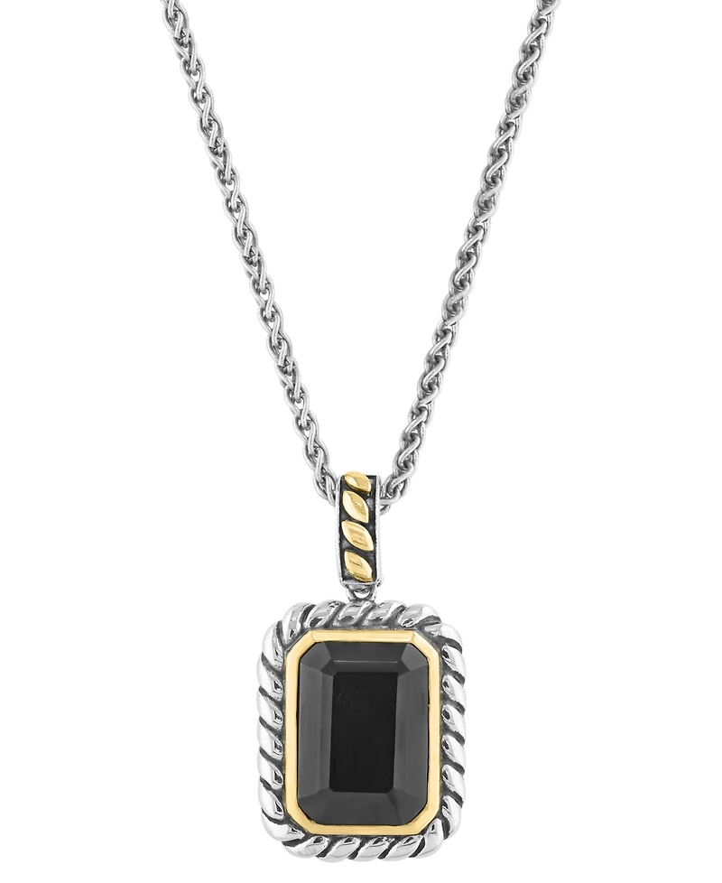Effy Onyx Rope-Framed 18" Pendant Necklace in Sterling Silver & 14k Gold-Plate