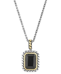 Effy Onyx Rope-Framed 18" Pendant Necklace in Sterling Silver & 14k Gold-Plate