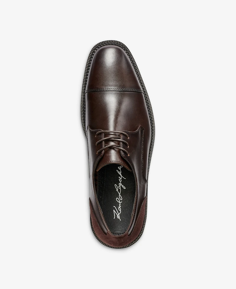 Karl Lagerfeld Paris Men's Leather Cap Toe Derby Lace-Up Shoe