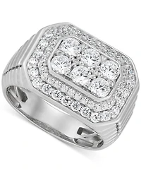 Grown With Love Men's Lab Diamond Halo Octagon Cluster Ring (2 ct. t.w.) 10k White Gold