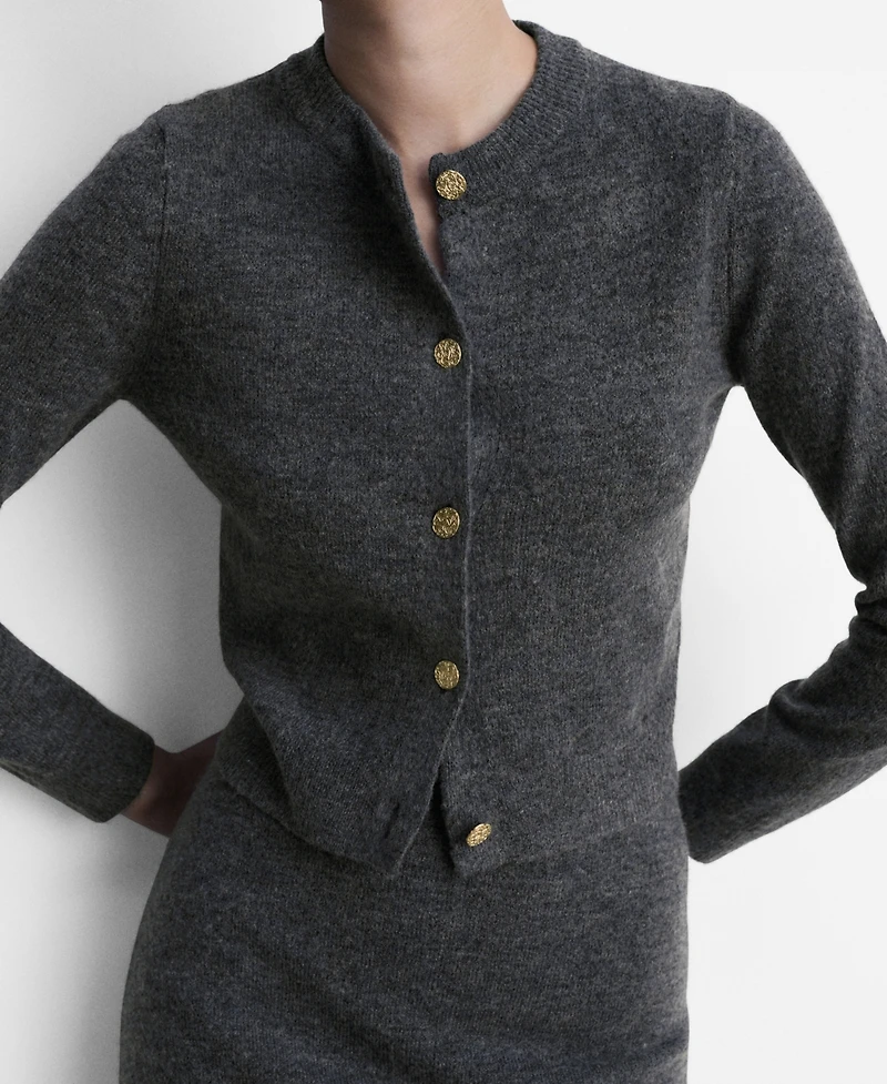 Mango Women's Jewel Button Detail Knitted Cardigan