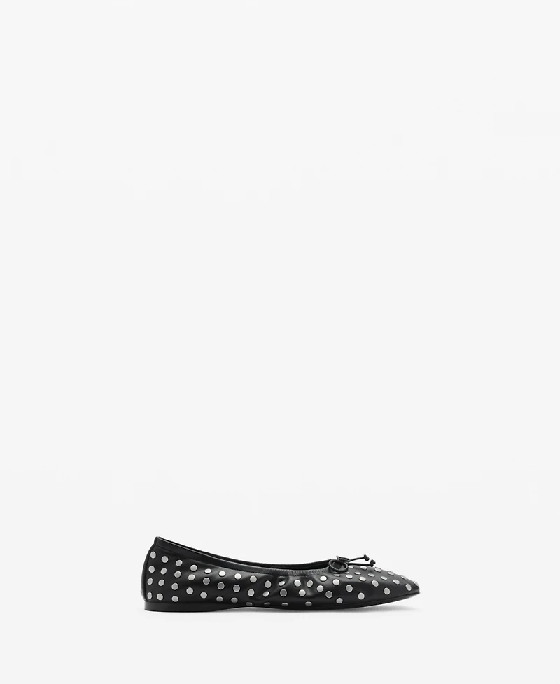 Mango Women's Studded Bow Ballerina Shoes
