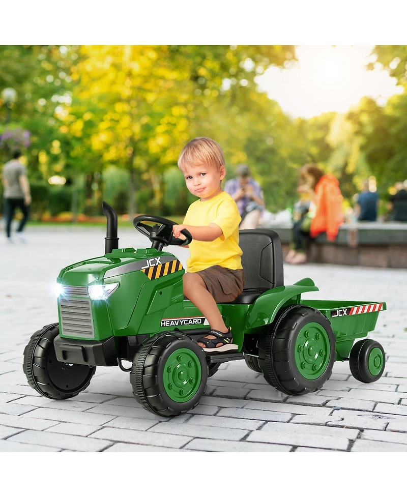 Hongge 12V Kids Ride-On Tractor with Trailer and Remote Control