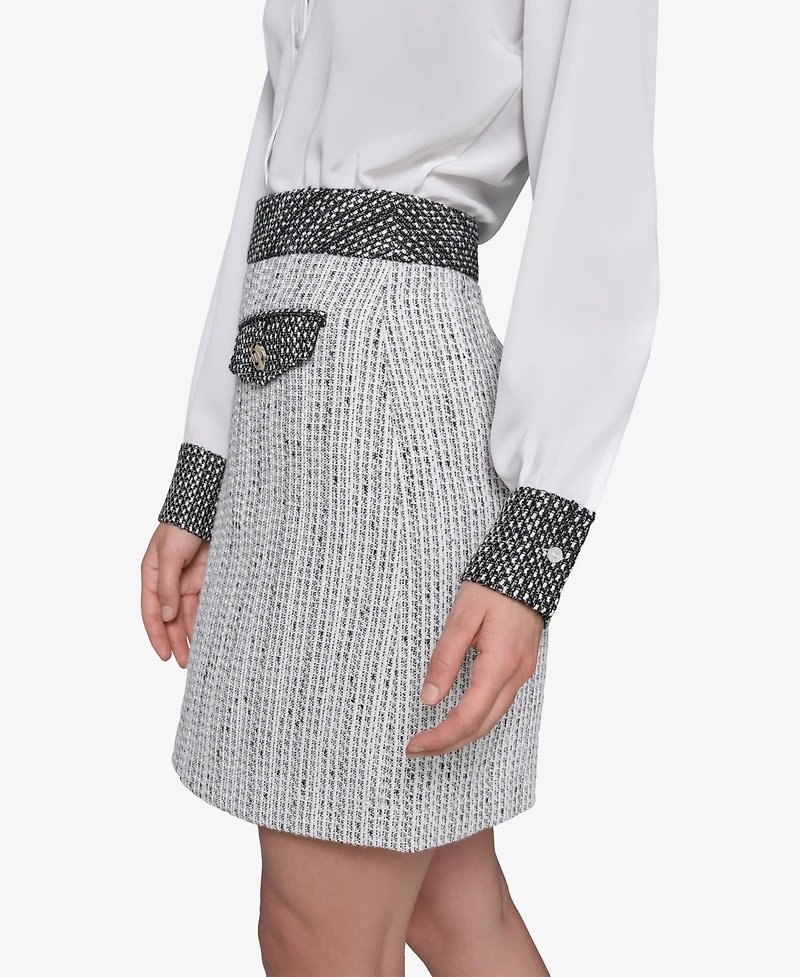Karl Lagerfeld Paris Women's Two-Tone Tweed Skirt