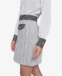 Karl Lagerfeld Paris Women's Two-Tone Tweed Skirt
