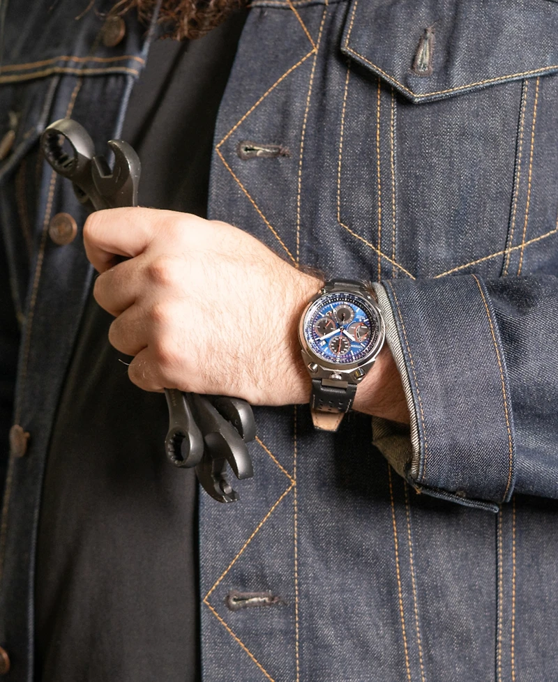 Citizen Eco-Drive Men's Chronograph Promaster Limited Edition Tsuno Racer Black Leather Strap Watch 43mm