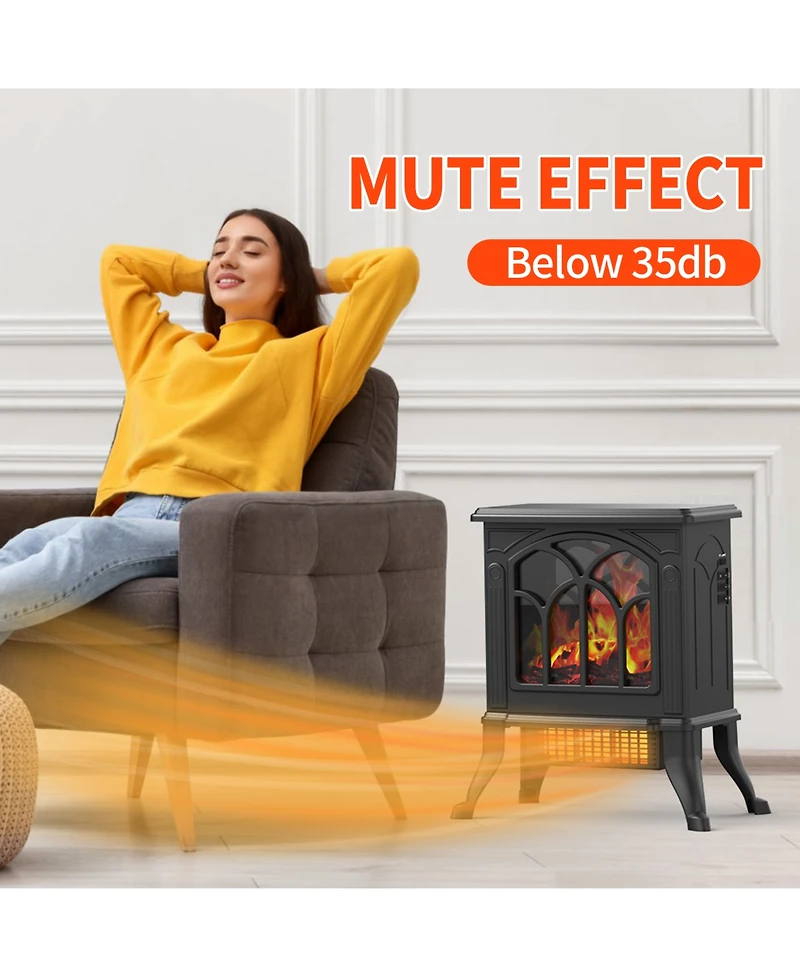 Sugift 16in 1500W Electric Fireplace 3D Flame Space Heater, Stove Heater