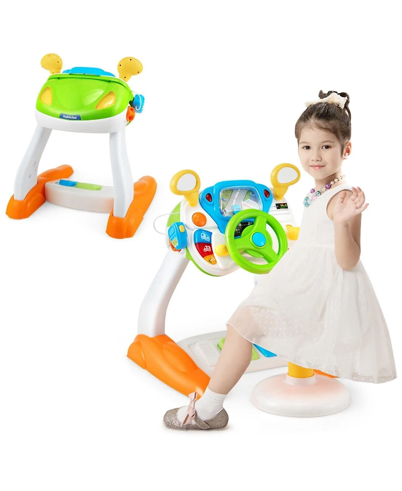 Hongge Kids Steering Wheel Pretend Play Toy Set with Lights and Sounds