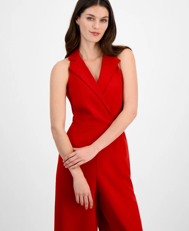 julia jordan Women's Notched-Collar Jumpsuit